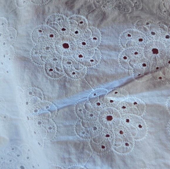 Civico 51 Made in Italy Eyelet Linen Cotton Top White size S - Picture 4 of 5